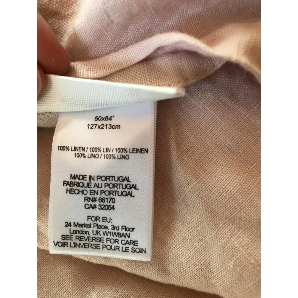 Anthropologie Stitched Linen Curtain Blush 50 x 84 Single panel
